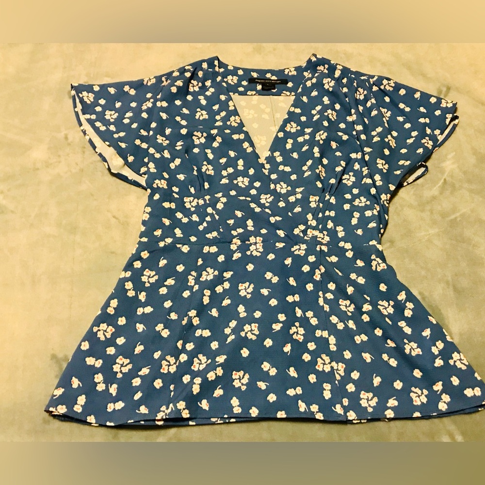 French Connection Blue Floral Top